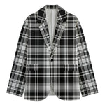 Black And White Plaid Pattern Print Men's Blazer