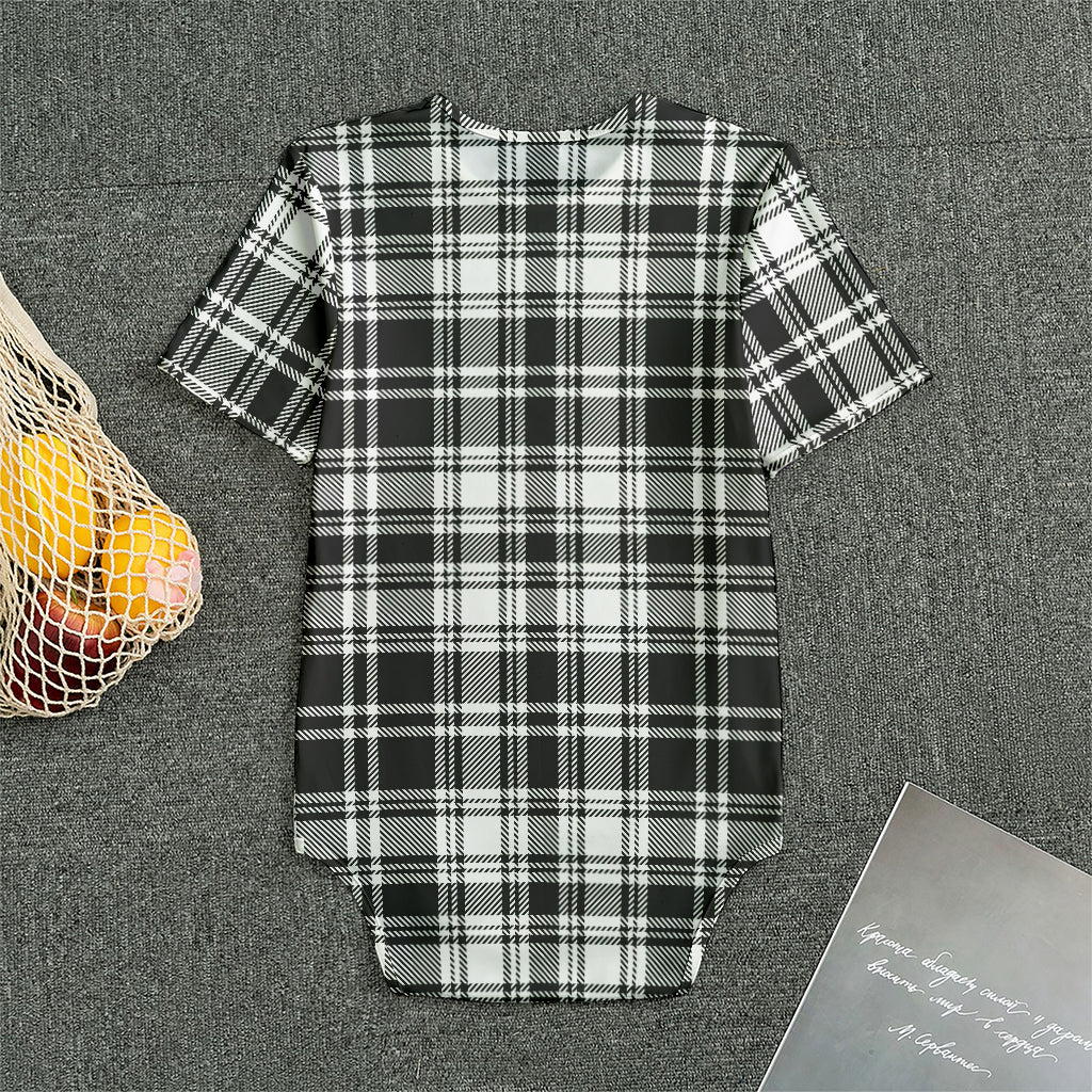 Black And White Plaid Pattern Print Men's Bodysuit