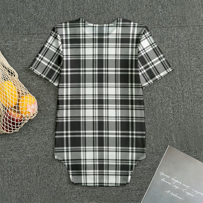 Black And White Plaid Pattern Print Men's Bodysuit