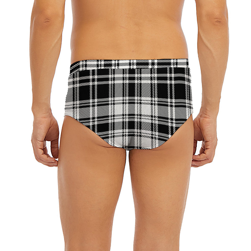 Black And White Plaid Pattern Print Men's Briefs