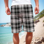 Black And White Plaid Pattern Print Men's Cargo Shorts