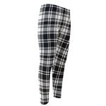 Black And White Plaid Pattern Print Men's Compression Pants