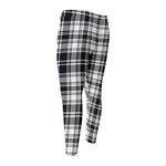 Black And White Plaid Pattern Print Men's Compression Pants
