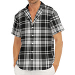 Black And White Plaid Pattern Print Men's Deep V-Neck Shirt