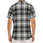 Black And White Plaid Pattern Print Men's Deep V-Neck Shirt