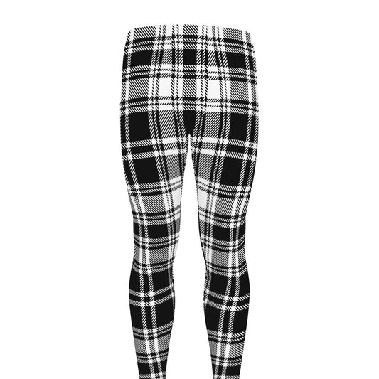 Black And White Plaid Pattern Print Men's leggings