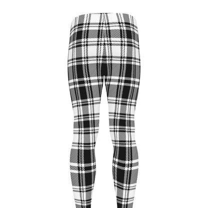 Black And White Plaid Pattern Print Men's leggings