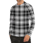 Black And White Plaid Pattern Print Men's Long Sleeve Rash Guard