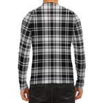 Black And White Plaid Pattern Print Men's Long Sleeve Rash Guard