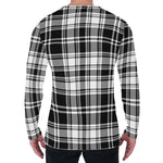 Black And White Plaid Pattern Print Men's Long Sleeve T-Shirt