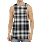 Black And White Plaid Pattern Print Men's Muscle Tank Top