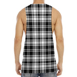 Black And White Plaid Pattern Print Men's Muscle Tank Top