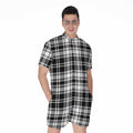 Black And White Plaid Pattern Print Men's Romper