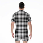 Black And White Plaid Pattern Print Men's Rompers