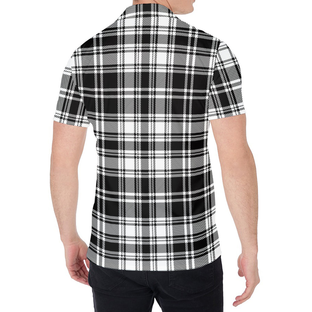 Black And White Plaid Pattern Print Men's Shirt
