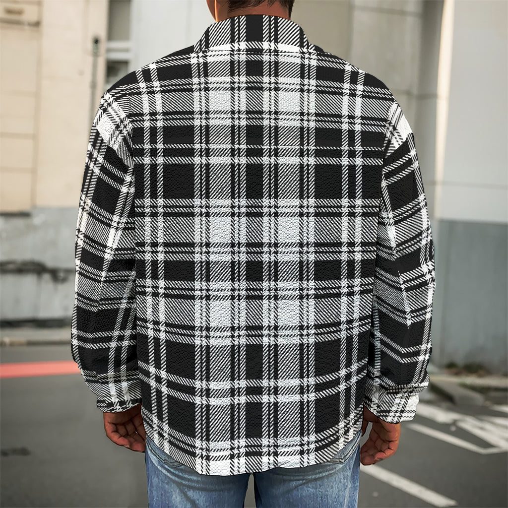 Black And White Plaid Pattern Print Men's Shirt Jacket