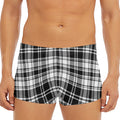 Black And White Plaid Pattern Print Men's Short Boxer Briefs