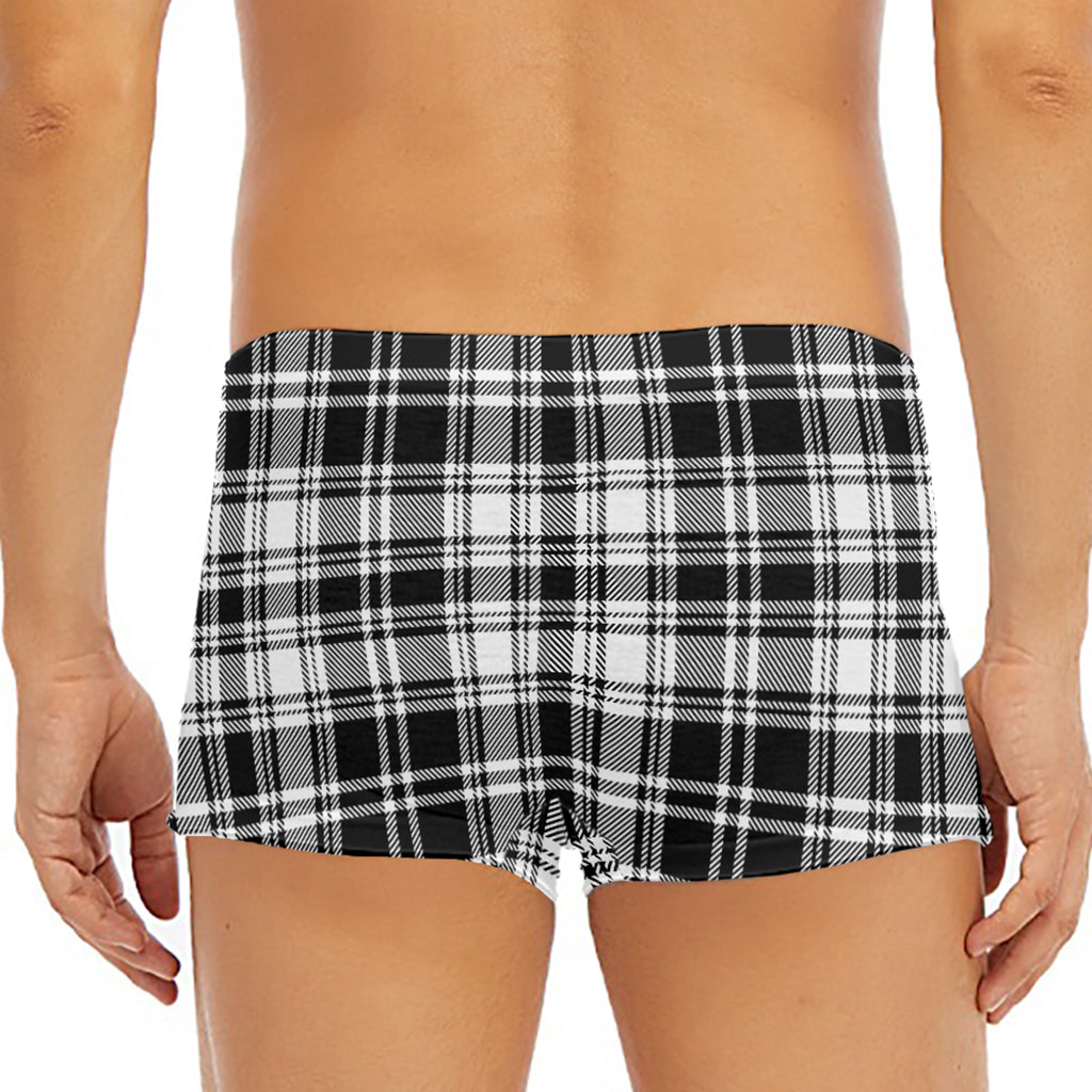 Black And White Plaid Pattern Print Men's Short Boxer Briefs