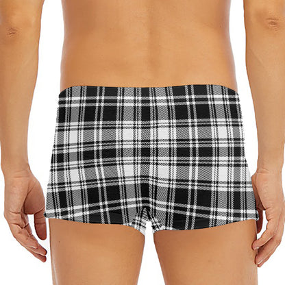 Black And White Plaid Pattern Print Men's Short Boxer Briefs