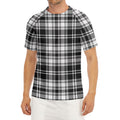 Black And White Plaid Pattern Print Men's Short Sleeve Rash Guard