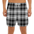 Black And White Plaid Pattern Print Men's Split Running Shorts