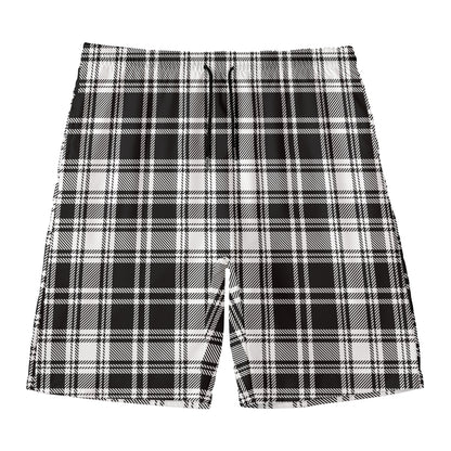 Black And White Plaid Pattern Print Men's Swim Trunks