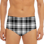 Black And White Plaid Pattern Print Men's Triangle Swim Briefs
