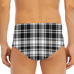 Black And White Plaid Pattern Print Men's Triangle Swim Briefs