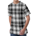 Black And White Plaid Pattern Print Men's Velvet T-Shirt