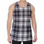 Black And White Plaid Pattern Print Men's Velvet Tank Top