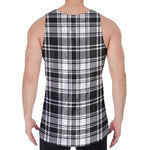 Black And White Plaid Pattern Print Men's Velvet Tank Top