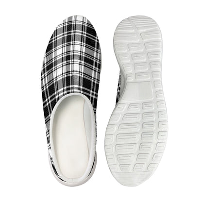 Black And White Plaid Pattern Print Mesh Casual Shoes