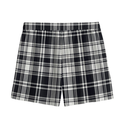 Black And White Plaid Pattern Print Mesh Shorts