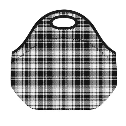 Black And White Plaid Pattern Print Neoprene Lunch Bag