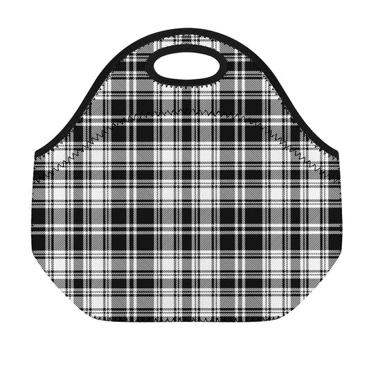 Black And White Plaid Pattern Print Neoprene Lunch Bag