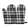 Black And White Plaid Pattern Print Oven Mitts
