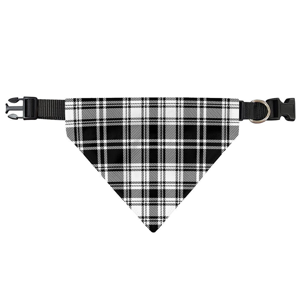 Black And White Plaid Pattern Print Over The Collar Dog Bandana