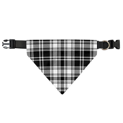 Black And White Plaid Pattern Print Over The Collar Dog Bandana