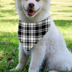 Black And White Plaid Pattern Print Over The Collar Dog Bandana