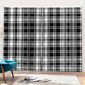 Black And White Plaid Pattern Print Pencil Pleat Curtains