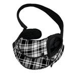 Black And White Plaid Pattern Print Pet Sling Carrier
