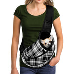 Black And White Plaid Pattern Print Pet Sling Carrier