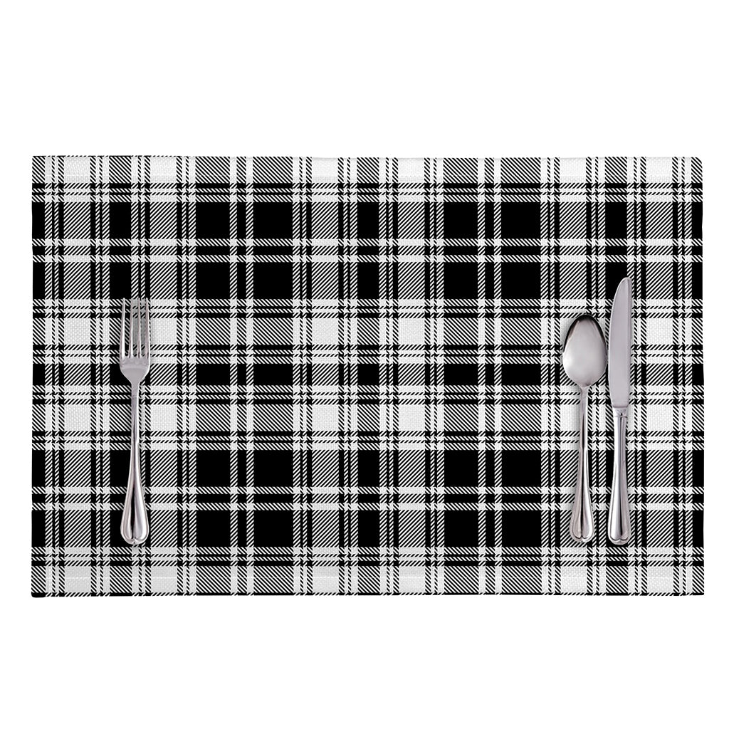 Black And White Plaid Pattern Print Placemat