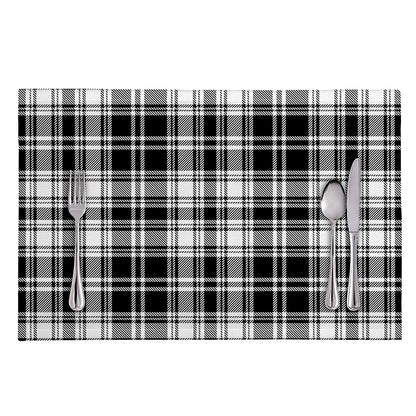 Black And White Plaid Pattern Print Placemat