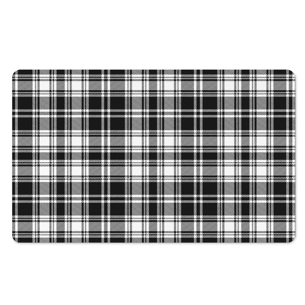 Black And White Plaid Pattern Print Polyester Doormat