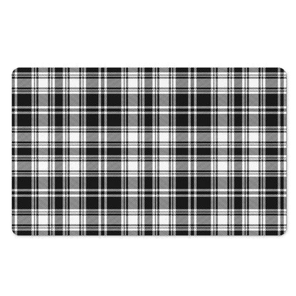 Black And White Plaid Pattern Print Polyester Doormat