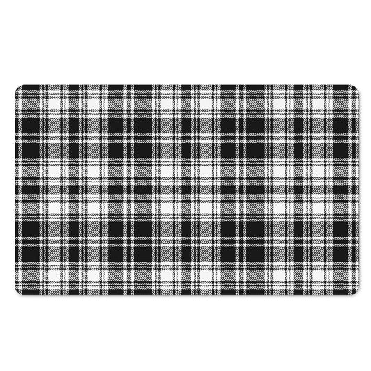 Black And White Plaid Pattern Print Polyester Doormat