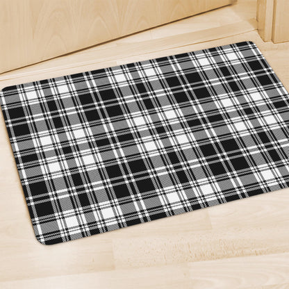 Black And White Plaid Pattern Print Polyester Doormat