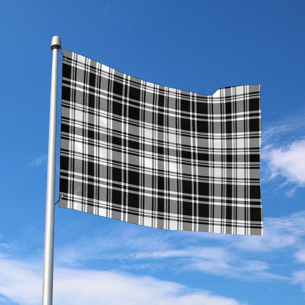 Black And White Plaid Pattern Print Polyester Flag