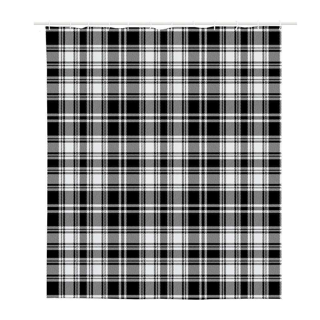 Black And White Plaid Pattern Print Polyester Shower Curtain